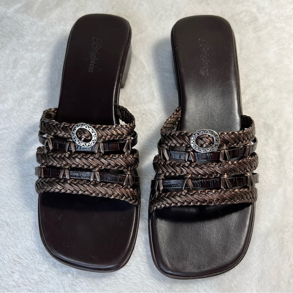 BRIGHTON Rita Woven Leather Slides Size 9N - Picture 5 of 12